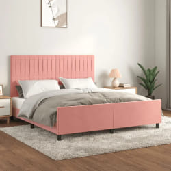 vidaXL Cadre de lit sans matelas - Velours Rose