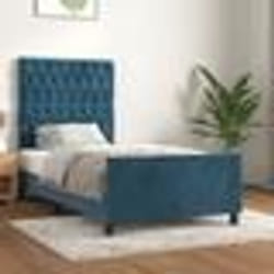 vidaXL Cadre de lit sans matelas bleu foncé 90x190 cm velours - 90 x 190 cm