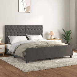 vidaXL Cadre de lit 160x200 cm Velours Gris foncé