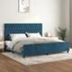 vidaXL Cadre de lit sans matelas bleu foncé 200x200 cm velours - 200 x 200 cm