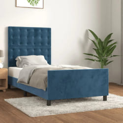 vidaXL Cadre de lit avec tête - Bleu foncé