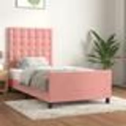 vidaXL Cadre de lit sans matelas rose 100x200 cm velours - 100 x 200 cm
