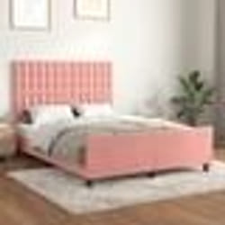 vidaXL Cadre de lit sans matelas rose 140x200 cm velours - 140 x 200 cm