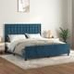 vidaXL Cadre de lit sans matelas bleu foncé 160x200 cm velours - 160 x 200 cm