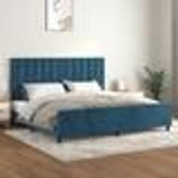 vidaXL Cadre de lit sans matelas bleu foncé 200x200 cm velours - 200 x 200 cm