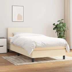 vidaXL Sommier à lattes avec matelas 100x200 cm - Crème