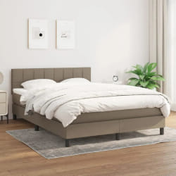 vidaXL Sommier à lattes de lit avec matelas - Taupe 140x190 cm