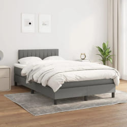 vidaXL Sommier lit avec matelas - Gris foncé