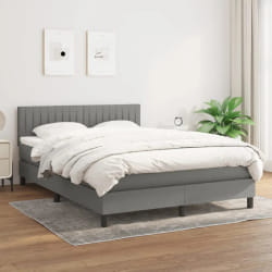 vidaXL Sommier à lattes gris foncé 140x190 cm Tissu