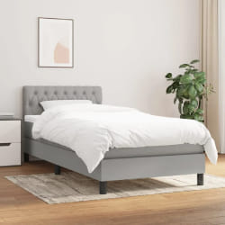 vidaXL Lit avec Sommier à Lattes et Matelas - Gris Clair 90x200 cm