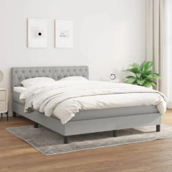 vidaXL Sommier à lattes et matelas Gris clair 140x190 cm Tissu