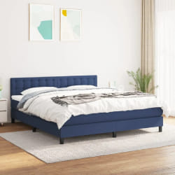 vidaXL Sommier à lattes avec matelas - Bleu 160x200 cm
