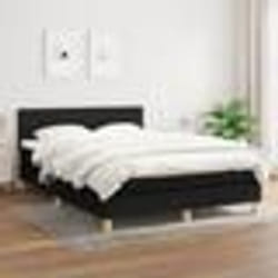 vidaXL Sommier à lattes de lit avec matelas Noir 140x200 cm Tissu - 140 x 200 cm
