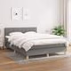 vidaXL Sommier à lattes de lit avec matelas Gris foncé 140x190cm Tissu - 140 x 190 cm