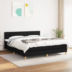 vidaXL Sommier à lattes avec matelas - Noir 160 x 200 cm