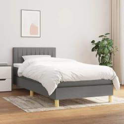 vidaXL Sommier à lattes de lit avec matelas - Gris foncé, 90x190 cm