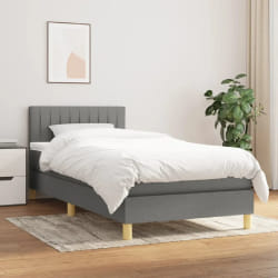 vidaXL Sommier à lattes de lit et matelas Gris foncé - 90x200 cm