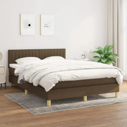 vidaXL Sommier à lattes de lit et matelas 140x190 cm marron foncé - VidaXL