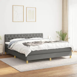 VIDAXL Lit avec matelas à ressorts - Tissu polyester gris foncé