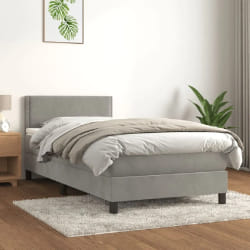 VidaXL Lit Sommier Velours avec Matelas 100x200 cm - Gris Clair