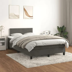 Vidaxl Lit à sommier avec matelas - Gris foncé