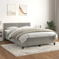 vidaXL Sommier à lattes avec matelas - Gris clair