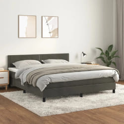 vidaXL Sommier à lattes et matelas 180x200 cm - Gris foncé