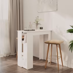 vidaXL Table de bar avec étagère Blanc 102x50x1035 cm Aggloméré - 8720287824107