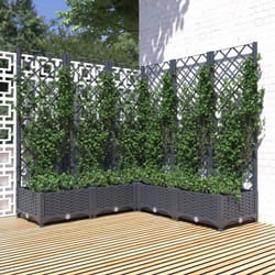 vidaXL Jardinière avec treillis Gris foncé 120x120x1215 cm PP - 8720287857198