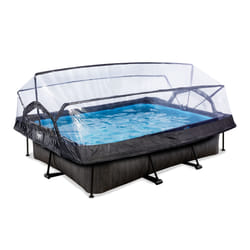 EXIT Piscine Black Wood 300x200x65cm avec pompe filtrante et dôme - noir