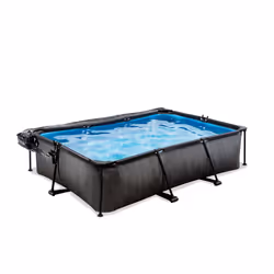 EXIT Piscine Black Wood 300x200x65cm avec pompe filtrante et dôme - noir