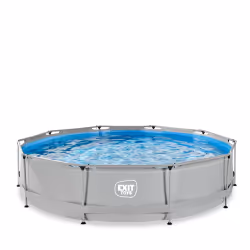 EXIT Piscine Soft Grey ø360x76cm avec pompe filtrante - gris, 6125 L, Piscine hors sol, Enfants et adultes, 5 personne(s), Ré ...