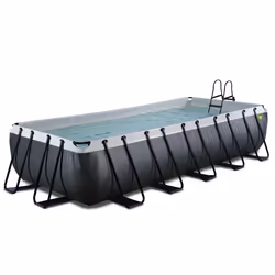 EXIT Piscine Black Leather 540x250x100cm avec pompe filtrante - noir, 12600 L, Piscine hors sol, Enfants et adultes, 9 person ...