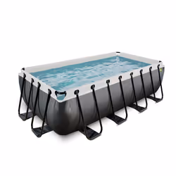 EXIT Piscine Black Leather 400x200x100cm avec pompe filtrante à sable - noir