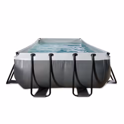 EXIT Piscine Black Leather 400x200x100cm avec pompe filtrante à sable - noir