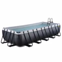 EXIT Piscine Black Leather 540x250x100cm avec pompe filtrante à sable - noir, 12600 L, Piscine hors sol, Enfants et adultes,  ...