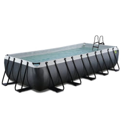 EXIT Piscine Black Leather 540x250x100cm avec pompe filtrante à sable - noir