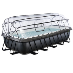 EXIT Piscine Black Leather 540x250x100cm avec pompe filtrante à sable et dôme - noir