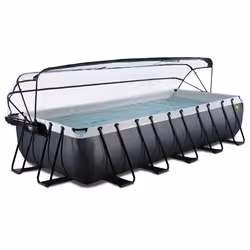 EXIT Piscine Black Leather 540x250x100cm avec pompe filtrante à sable et dôme - noir