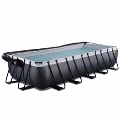 EXIT Piscine Black Leather 540x250x100cm avec pompe filtrante à sable et dôme - noir