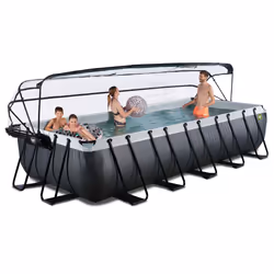 EXIT Piscine Black Leather 540x250x100cm avec pompe filtrante à sable et dôme - noir - Vue supplémentaire 8