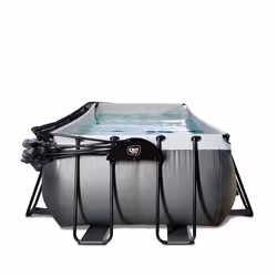 EXIT Piscine Black Leather 400x200x100cm avec pompe filtrante à sable et dôme et pompe à chaleur - noir - Vue supplémentaire 6