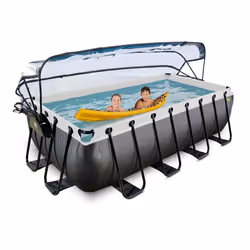EXIT Piscine Black Leather 400x200x100cm avec pompe filtrante à sable et dôme et pompe à chaleur - noir - Vue supplémentaire 8