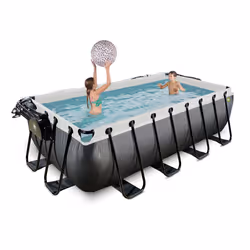 EXIT Piscine Black Leather 400x200x100cm avec pompe filtrante à sable et dôme et pompe à chaleur - noir - Vue supplémentaire 9