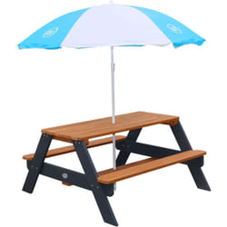 Nick Table Pique Nique avec Parasol Anthracite & Marron Table de Pique Nique Enfant pour le Jardin, Table Picnic, Table Picnic Bois - 95 x 97 x 48 cm