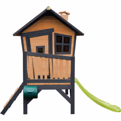 Les enfants adorent jouer avec leurs amis dans la maisonnette en bois AXI Robin marron et anthracite avec toboggan. Montez le ...