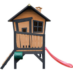 Robin Maison Enfant avec Toboggan Rouge Aire de Jeux pour l'extérieur en anthracite & marron Maisonnette / Cabane de Jeu en Bois fsc - AXI