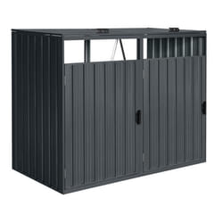 AXI Owen Cache Poubelle Métallique Anthracite/Acier Galvanisé Résistant aux Intempéries - Abri Poubelle pour 2 conteneurs - Max.