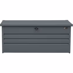 La coffre de jardin métallique AXI Miles 600 Anthracite offre une solution de rangement parfaite pour les coussins ou les acc ...