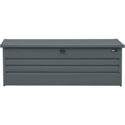 Miles Coffre de jardin en Métal - 1000L, Anthracite - Coffre de rangement extérieur avec fond et serrure - Meuble Exterieur Rangement Outils de